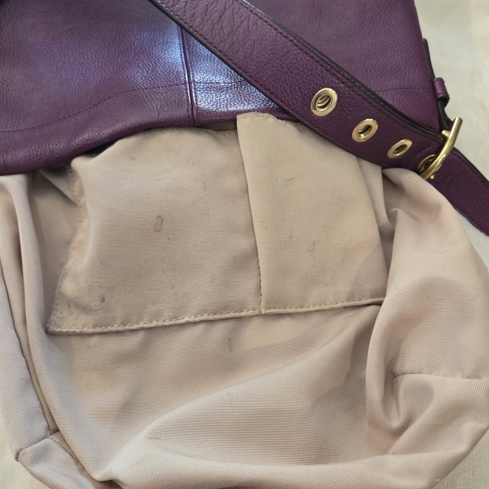 Coach Leather Hobo Shoulder Bag in Deep Plum - Picture 9 of 16